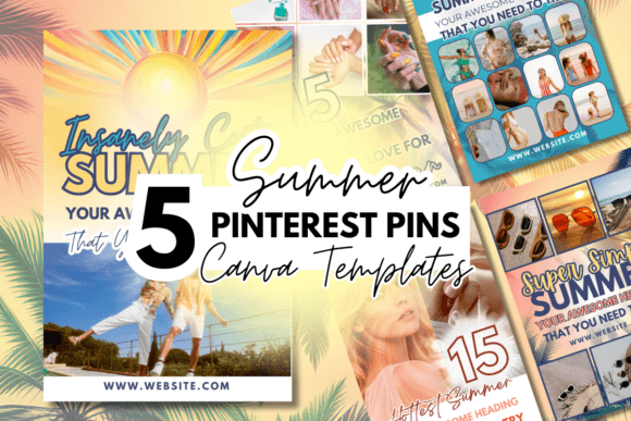 Download 5 Summer-Themed Pinterest Canva Template - Canva Collection