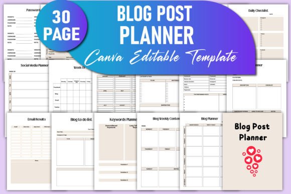 Download Editable Blog Post Planner Canva KDP - Canva Collection