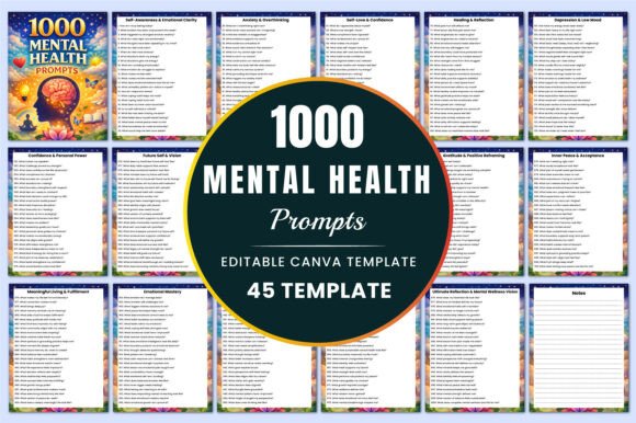 Download 1000 Mental Health Prompts KDP Interiors - Mental health Collection