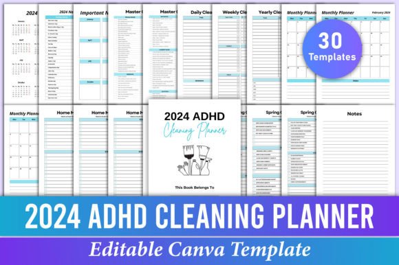 Download 2024 ADHD Cleaning Planner Canva KDP - Canva Collection
