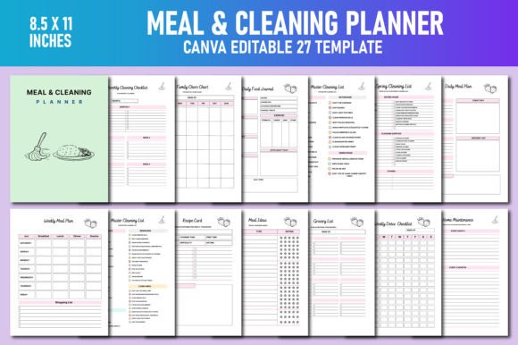Download Meal &amp; Cleaning Planner Canva KDP - Canva Collection