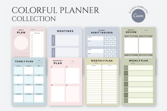 Download Colorful CANVA Planner Template Set - Canva Collection