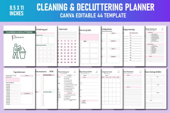 Download Cleaning &amp; Decluttering Planner Canva - Canva Collection