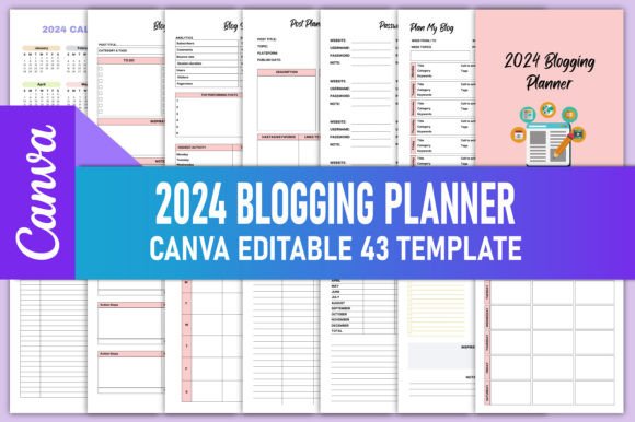 Download Editable 2024 Blogging Planner Canva KDP - Canva Collection