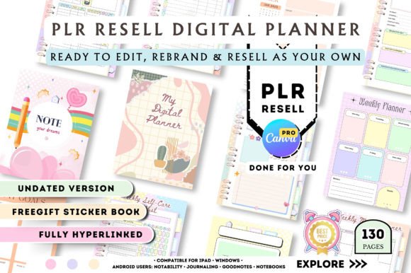 Download PLR Resell Canva Undated Digital Planner - Canva Collection