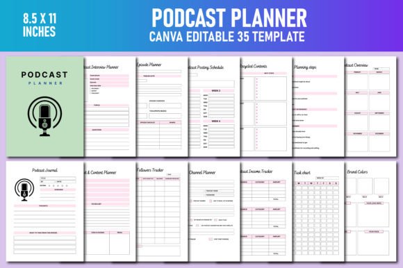 Download Podcast Planner Canva KDP Interiors - Canva Collection