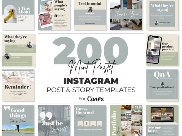 Download Instagram Canva Templates Mint Pastel - Canva Collection