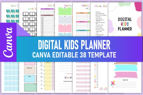Download Editable Digital Kids Planner Canva KDP - Canva Collection