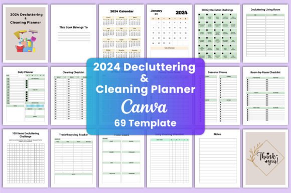 Download Decluttering &amp; Cleaning Planner Canva - Canva Collection