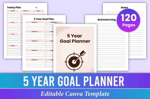 Download 5 Year Goal Planner Canva Kdp Interior - Canva Collection