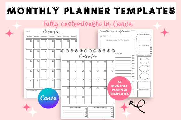 Download Monthly Planner Canva Templates - Canva Collection