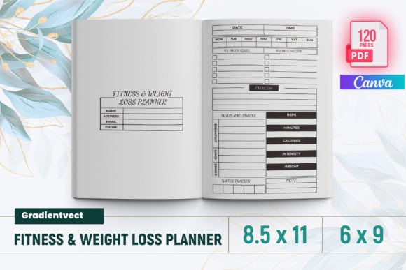 Download KDP Fitness &amp; Weight Loss Planner Canva - Canva Collection