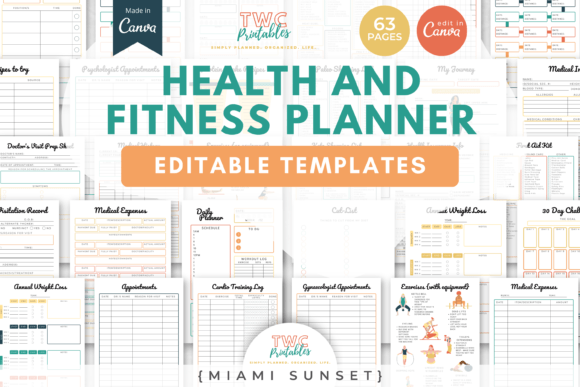 Download Health &amp; Fitness Planner Canva Templates - Canva Collection