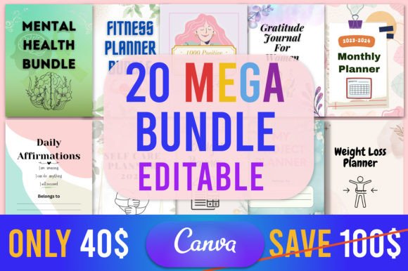 Download 20 Editable Canva Planner Mega Bundle - Canva Collection