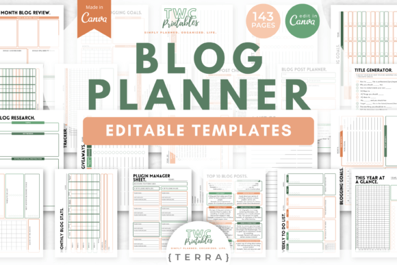 Download Blog Planner Canva Templates | TERRA - Canva Collection