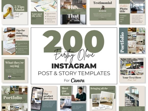 Download Instagram Canva Templates Kit Blue Green - Canva Collection
