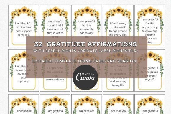 Download Gratitude Affirmation PLR Canva Template - Canva Collection