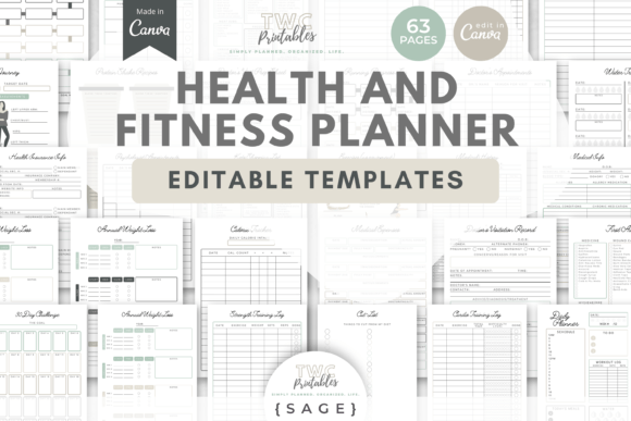 Download Health &amp; Fitness Planner Canva Templates - Canva Collection