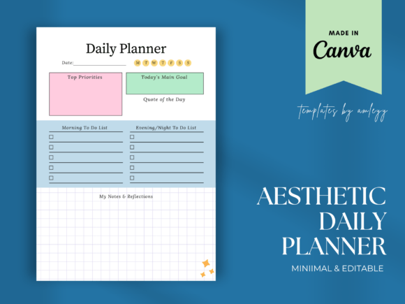 Download Aesthetic Daily Planner Template | CANVA - Canva Collection