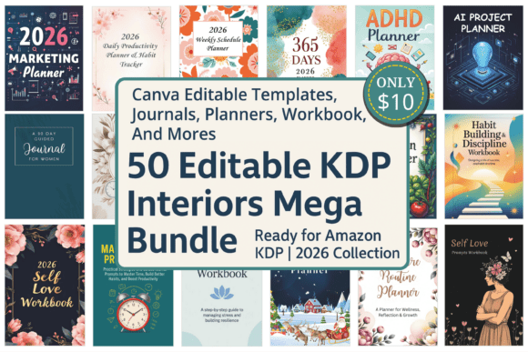 Download 50 Editable KDP Interiors Mega Bundle - Editable kdp interior Collection