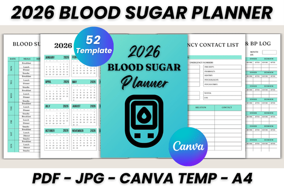 Download 2026 Blood Sugar Planner Canva Template - Canva Collection