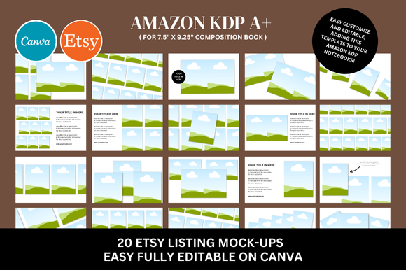 Download 20 Amazon KDP a+ Canva Mockup Bundle - Canva Collection