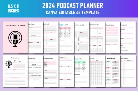 Download 2024 Podcast Planner Canva KDP - Canva Collection