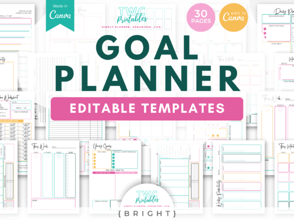 Download Goal Planner Canva Templates | BRIGHT - Canva Collection