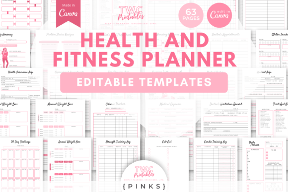 Download Health &amp; Fitness Planner Canva Templates - Canva Collection