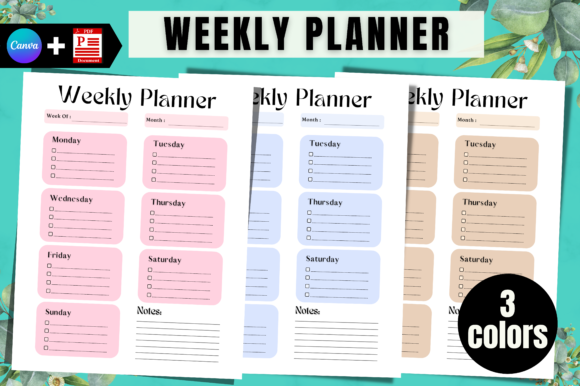 Download Weekly Planner Printable Canva Templates - Canva Collection