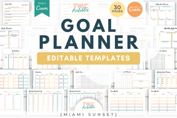 Download Goal Planner Canva Templates | MIAMI SUN - Canva Collection
