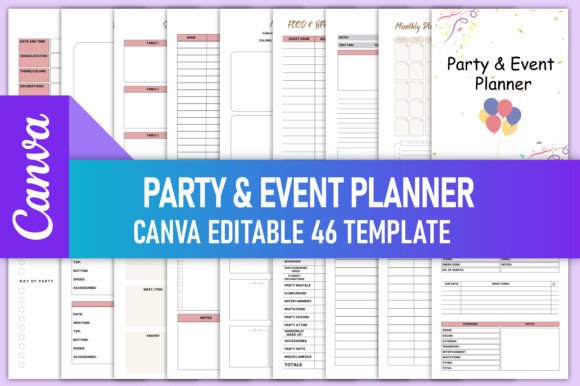 Download Party &amp; Event Planner Canva KDP Interior - Canva Collection
