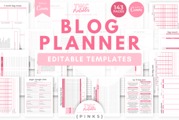 Download Blog Planner Canva Templates | PINKS - Canva Collection