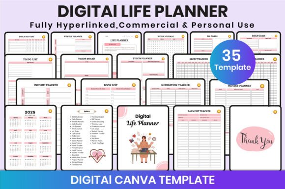 Download Digital Life Planner for Canva Interior - Canva Collection