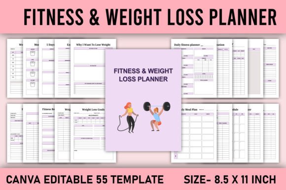Download Fitness &amp; Weight Loss Planner Canva - Canva Collection