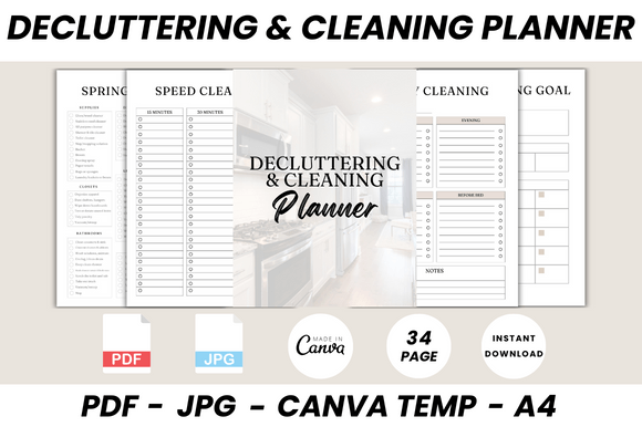 Download Decluttering &amp; Cleaning Planner Canva - Canva Collection