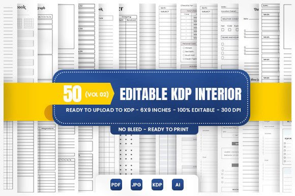 Download 50 Editable KDP Interior Bundle Vol(02) - Editable kdp interior Collection