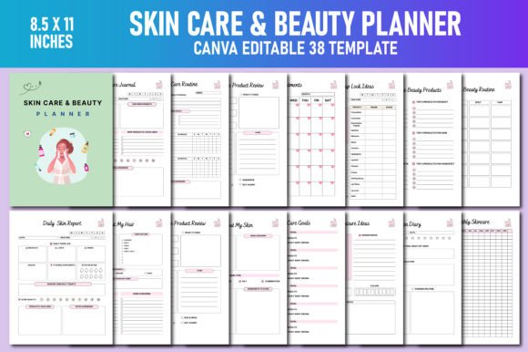 Download Skin Care &amp; Beauty Planner Canva KDP - Canva Collection