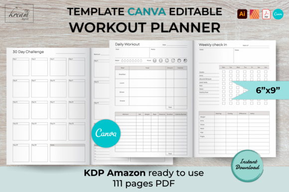 Download CANVA Workout Planner - Fitness Logbook - Canva Collection